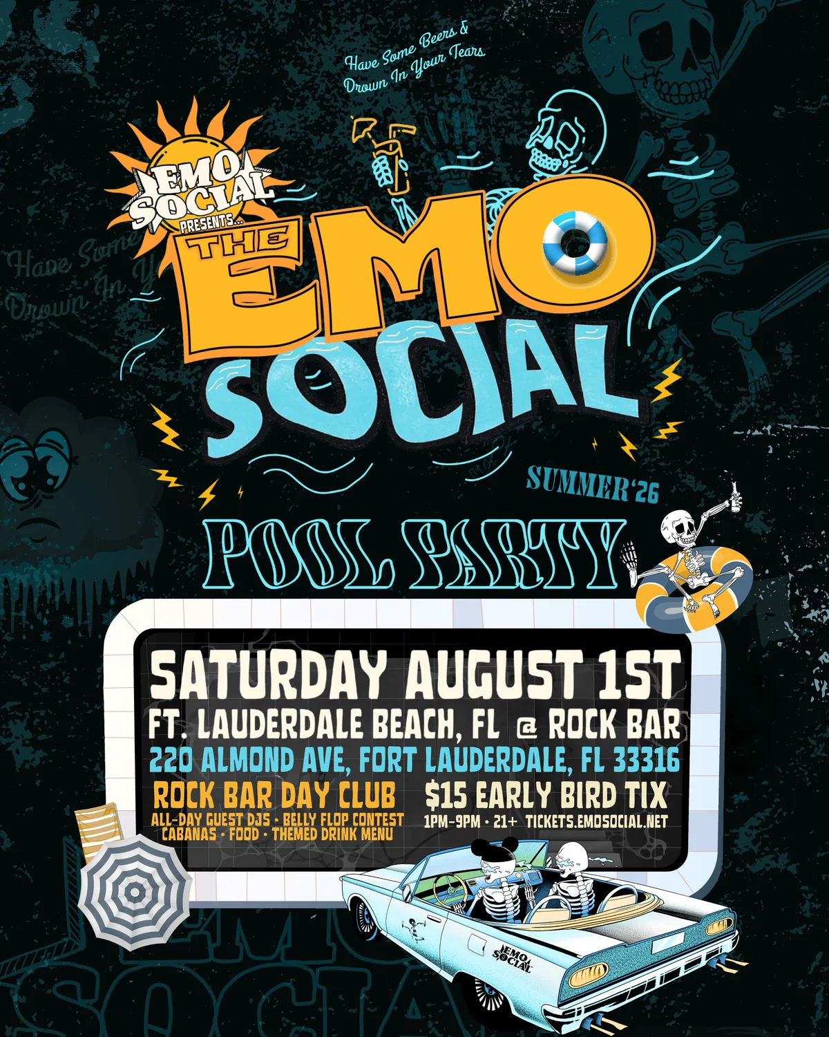 Emo Social Pool Party flyer
